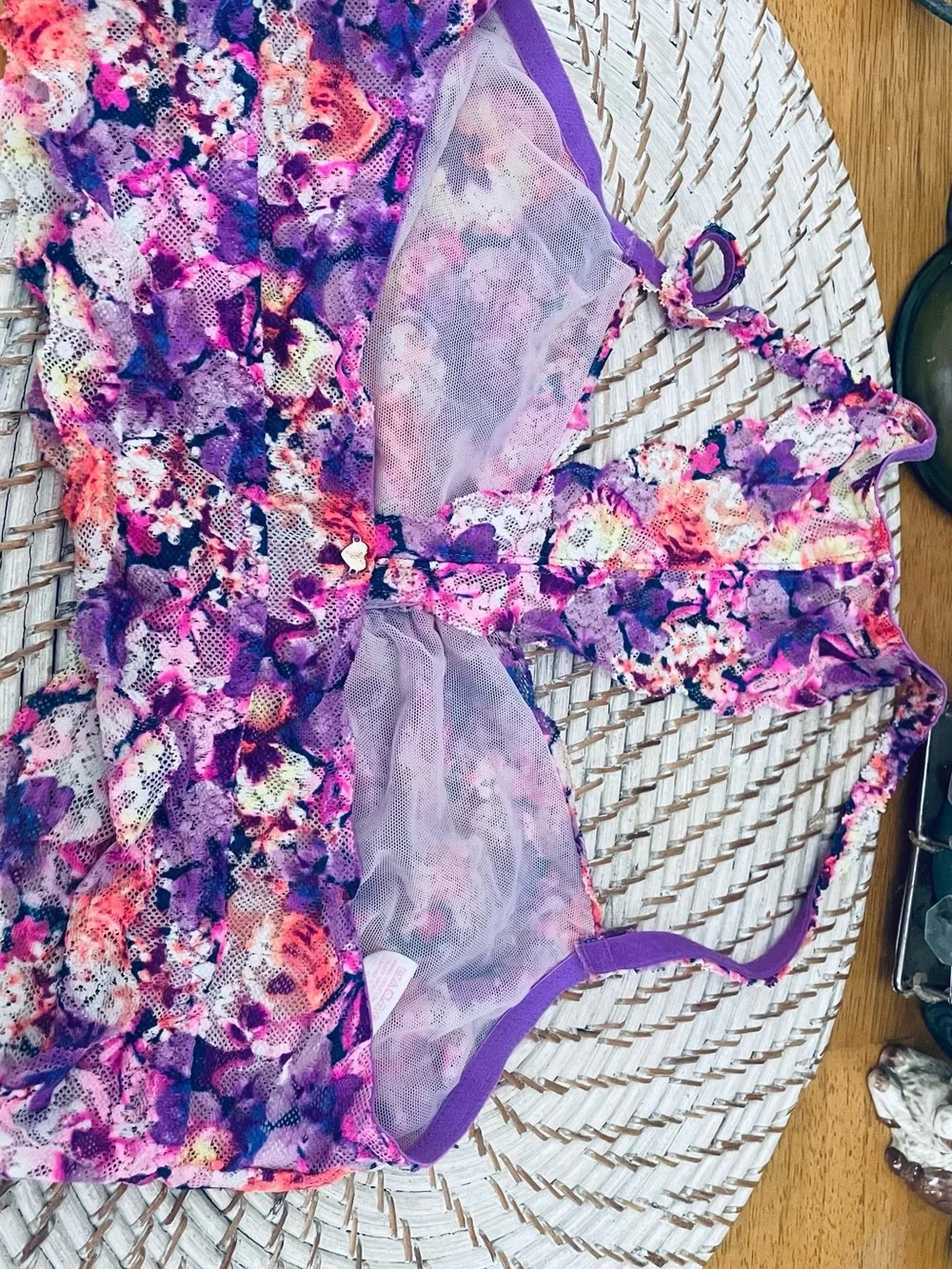 Victoria's Secret Purple Floral Lace One-Piece